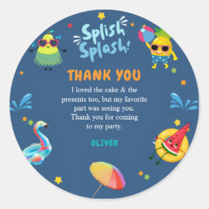 Sticker Rond Piscine d'été colorée de la Marine Merci d'anniver