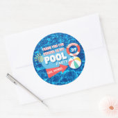 Sticker Rond Piscine d'été Fête Tropicale Anniversaire Bleu (Enveloppe)