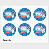 Sticker Rond Piscine d'été Fête Tropicale Anniversaire Bleu (Feuille)