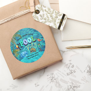 Sticker Rond Piscine d'été Merci fête d'anniversaire