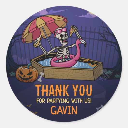Sticker Rond Piscine d'Halloween été Anniversaire (Devant)