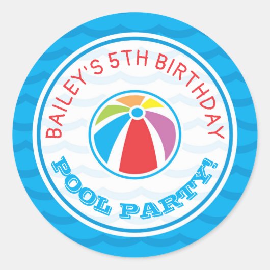 Sticker Rond Piscine Fête Anniversaire Beach Ball (Devant)