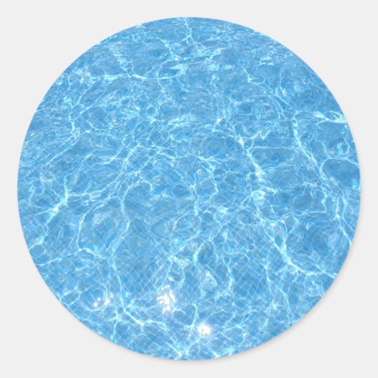 Sticker Rond Piscine personnalisée Bleu Eau tendance Blanc (Devant)