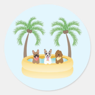 Sticker Rond Piscine pour chiens d'été
