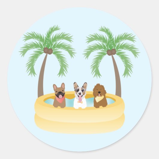 Sticker Rond Piscine pour chiens d'été (Devant)