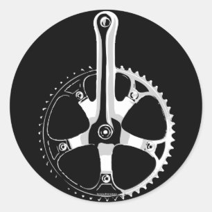 Sticker Rond Pista Bicycle - blanc sur noir