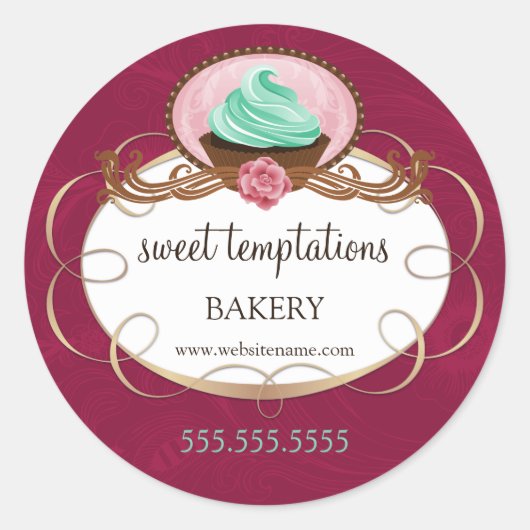 Sticker Rond Pistachio Mint glaçage Cupcake Boulangerie Emballa (Devant)