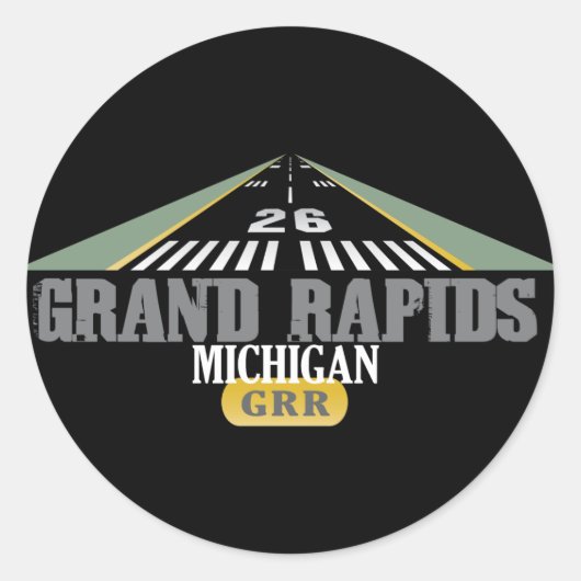 Sticker Rond Piste 26 - Grand Rapids Michigan GRR (Devant)