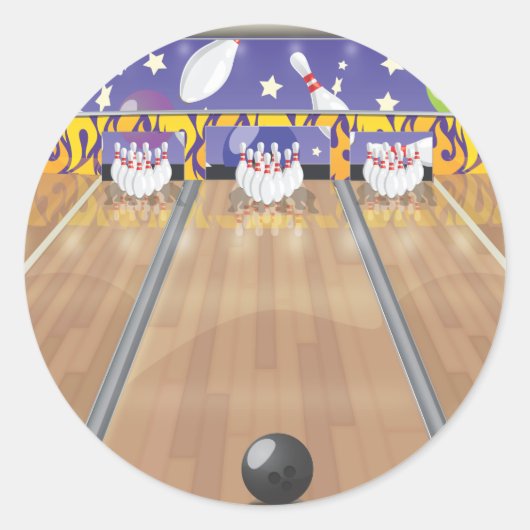 Sticker Rond Piste de bowling à dix quilles (Devant)