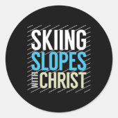 Sticker Rond Pistes De Ski Avec Jésus (Devant)