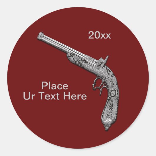 Sticker Rond Pistol Gun Show Custom Red (Devant)