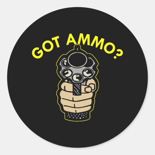 Sticker Rond Pistol noir ammo (Devant)
