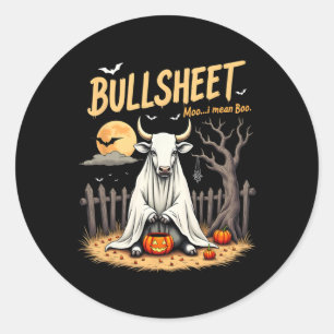 Sticker Rond Pistolet d’Halloween Fantôme de vache en tôle avec
