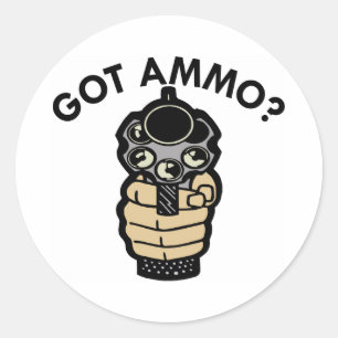 Sticker Rond Pistolet obtenu blanc de munitions