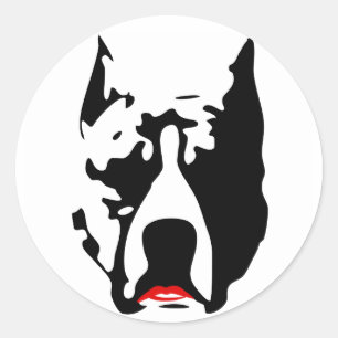 Sticker Rond Pit Bull avec Lipstick