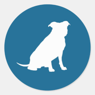 Sticker Rond Pit Bull Dog Baby shower Blue Boy Pitbull