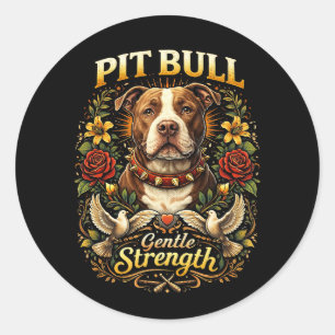 Sticker Rond Pit Bull : Force Douce