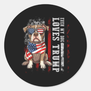 Sticker Rond Pit Bull Terrier Même Mon Chien Aime Trump Drôle D