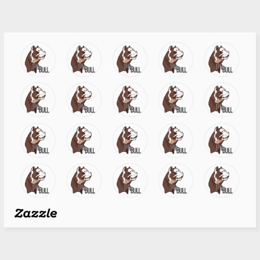 Sticker Rond Pitbull (Feuille)