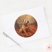 Sticker Rond Pitbull à l'automne Feuilles automne Inspiration (Enveloppe)