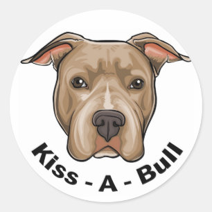 Sticker Rond Pitbull de Baiser-UN-Taureau
