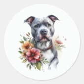 Sticker Rond Pitbull Floral (Devant)