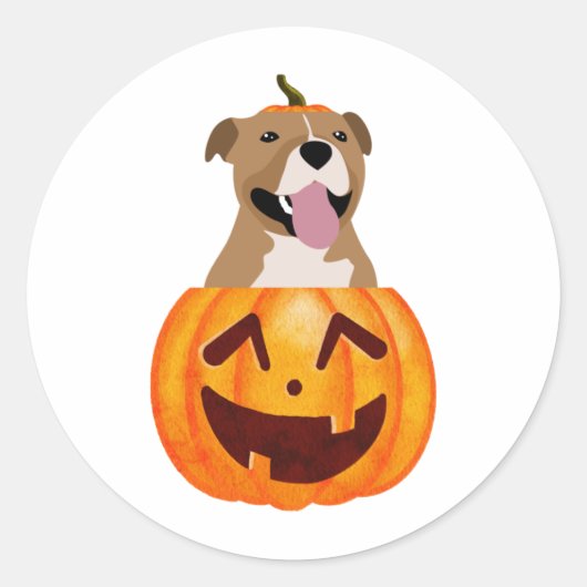 Sticker Rond Pitbull Halloween (Devant)