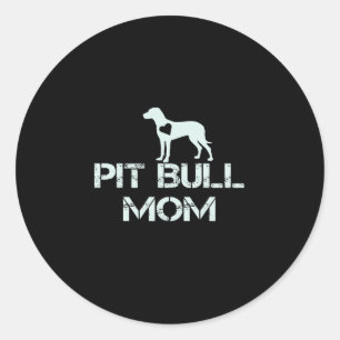 Sticker Rond Pitbull maman aime tellement les chiots