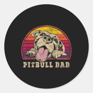 Sticker Rond Pitbull Papa Souriant Pitbull On