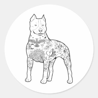 Sticker Rond Pitbull Tattoos Design Trainer Chien Cool Pitbull 