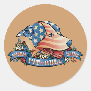 Sticker Rond Pitbull Terrier américain