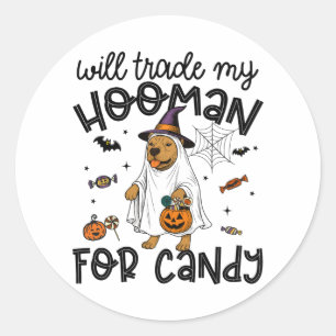 Sticker Rond Pitpull Chien Halloween Ghost Éffrayant