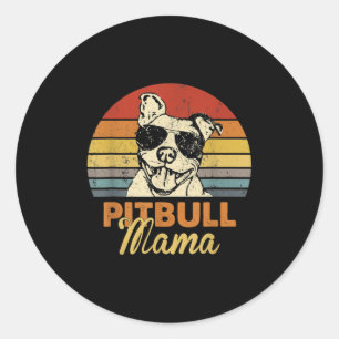 Sticker Rond Pittie Mama Pitbull Chien Maman Amusante Fête des