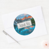 Sticker Rond Pittoresque Mountain & Lake Photographie Merci (Enveloppe)