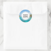 Sticker Rond Pittoresque plage tropicale avec Mariage de paillo (Sac)