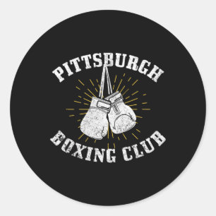Sticker Rond Pittsburgh Boxing Club Gants de boxe en état de dé