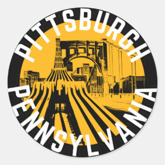 Sticker Rond Pittsburgh Pennsylvania Steel City Skyline Bridge