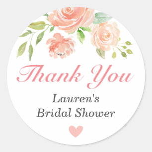 Sticker Rond Pivoine Rose Pêche Chic Cadeau Remerciement Enterr
