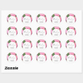 Sticker Rond Pivoines aquarelle - merci pour la baby shower de (Feuille)