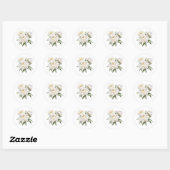 Sticker Rond Pivoines blanches (Feuille)