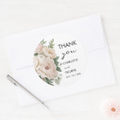 Sticker Rond pivoines roses blanches fleurs rustiques mariage f (Enveloppe)