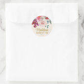 Sticker Rond Pivoines roses Bourgogne Fleurs Douces 16 ans (Sac)