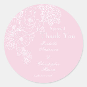 Sticker Rond Pivoines roses délicates pour un mariage romantiqu