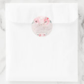 Sticker Rond PixDezine Aquarelle Bleu Peonies Merci (Sac)