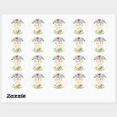 Sticker Rond PixDezine aquarelle fleurie/ranunculus vert (Feuille)