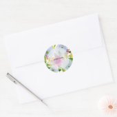 Sticker Rond PixDezine aquarelle florale/ranunculus bleu (Enveloppe)