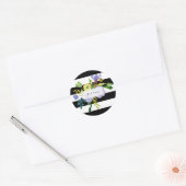Sticker Rond PixDezine aquarelle florale/ranunculus/rayures (Enveloppe)