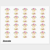 Sticker Rond PixDezine aquarelle florale/ranunculus rose (Feuille)