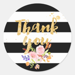 Sticker Rond PixDezine aquarelle florale/rayures