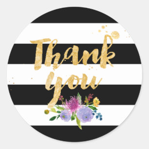 Sticker Rond PixDezine aquarelle florale/rayures